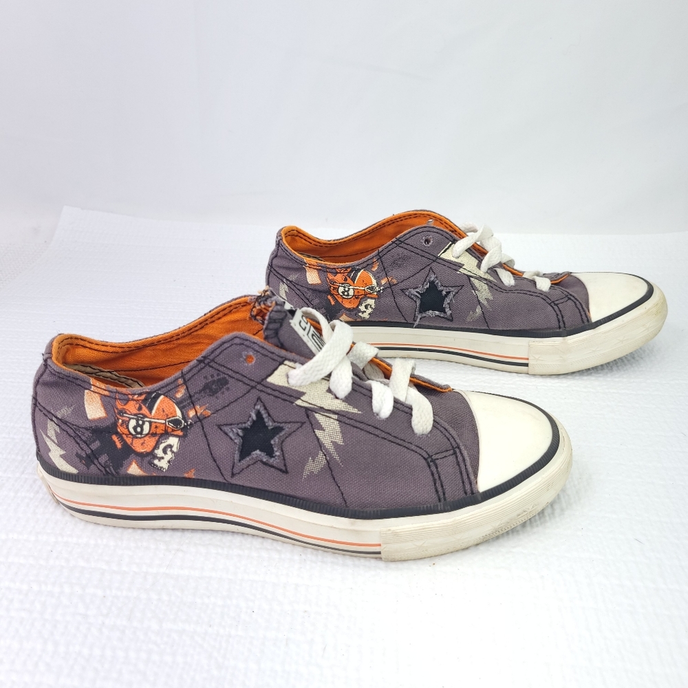 Converse One Star Skull Race Graphic Lace Up Sneaker Flats Shoes Youth Size 1